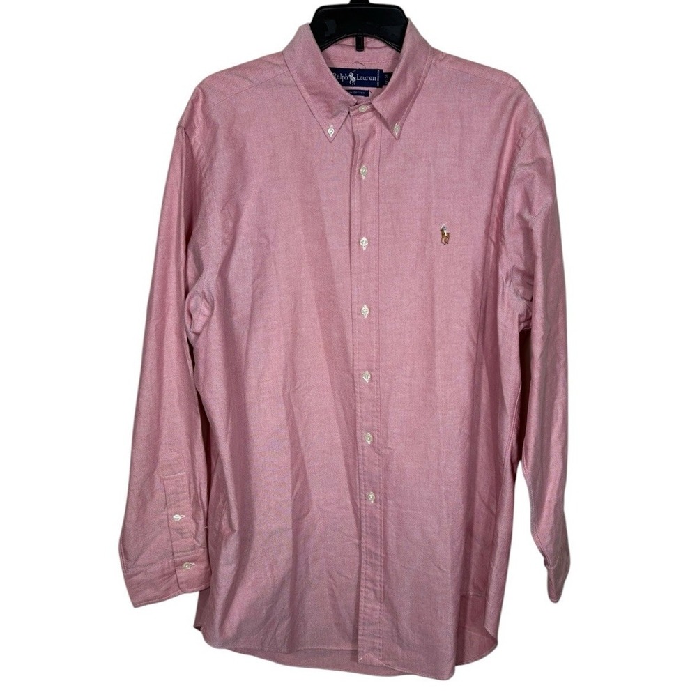 Ralph Lauren 100% Cotton Men's Link Button Down Dress Shirt Size 17-34 Preppy‎